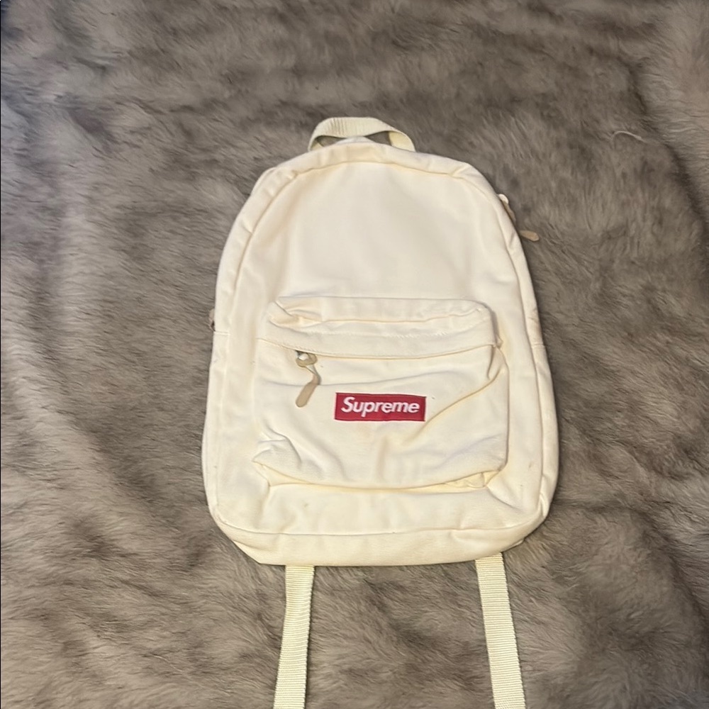 Supreme Cream Canvas Daypack with Red Logo